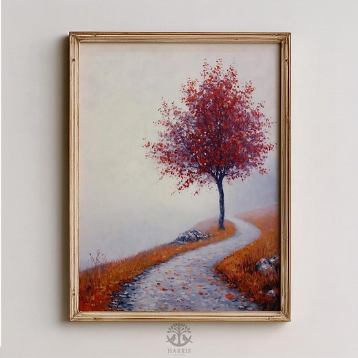 Japanese Zelkova Tree in Autumn Painting - Moody Fall Landscape Art, Rustic Minimalist Decor, Printable Wall Art, Digital Photography 694 - Etsy Australia