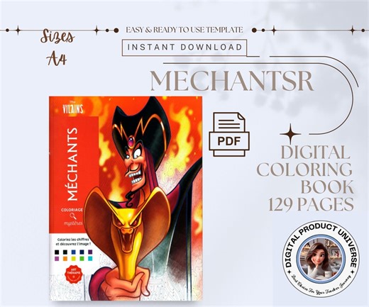 Disney Villains Color by Number Digital Coloring Book | Adult Mystery Coloring Pages | Printable PDF PNG | Calm Focused Coloring