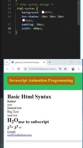 HTML Syntax + CSS Styling Tutorial || Beginner Friendly Web Design #programming #coding #shorts