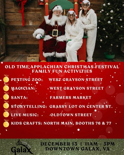 We have LOTS of fun family activities at our Old Time Appalachian Christmas Festival. All activities are free of charge. Memories are Mountain Made in Galax, VA. #MountainMadeGalax | Galax City Tourism Center