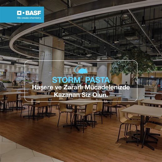 Kemirgen mücadelenizde tek bir ısırıkla etkili sonuçlar elde edebileceğiniz Storm® Pasta ile karşınızdayız! Kolay ve güvenilir kullanımlarıyla, fare ve sıçan sorununuza çevre dostu bir çözüm sunan bu ürünler, otelden evlere, mahsul depolarından hayvan çiftliklerine kadar birçok farklı mekanda etkili bir mücadele imkanı sağlar. Storm® Pasta ile hızlı ve kalıcı sonuçlar alarak, kemirgen probleminize son verebilirsiniz. Detaylı bilgi için web sitemizi ziyaret edin. #BASFTarımÇözümleri #BASFTarımÇöz