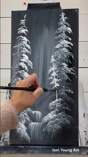 Acrylic Painting WINTER FOREST LANDSCAPE #art #acryliclandscape #paintingtechniques #painting #snow