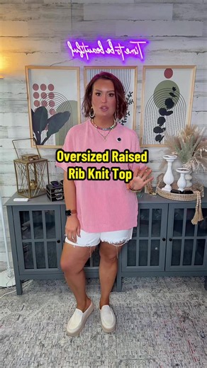 This oversized raised rib knit top is just one of those Summer basics that your wardrobe needs. I have these in so many colors and love to pair them with denim shorts, biker shorts, cropped jeans…even dress pants. It’s one of those everything tops! I’m a true to size large wearing the size large in the pink shade. @DANEDVI US #ribknit #shortsleeve #elevatedbasics #danedvi #ttsacl