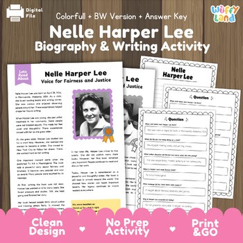 Harper Lee Biography Reading Comprehension | To Kill a Mockingbird Author Study