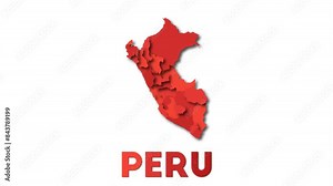 Peru map showing regions. Animated country map with title. 4k resolution animation.
