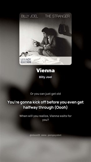 Vienna - Billy Joel (Letra/Lyrics) #shorts