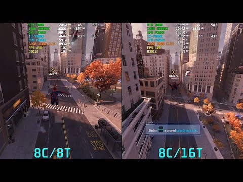 Spider-Man Remastered: [8c/8t vs 8c/16t] CPU SMT / Hyper-Threading Issue (Fix Low FPS/GPU Usage)