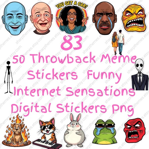 50 Throwback Meme Digital Stickers PNG Bundle | Funny Internet Memes | Retro Meme Pack - Etsy Australia