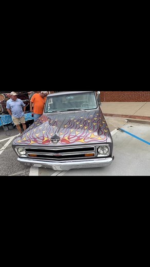 Very nice flame 🔥 paint job on a Chevy c10 #carshow | A Bedgood