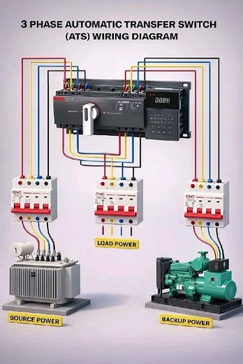 3 Phase ATS Wiring Diagram | Automatic Transfer Switch Explained ⚡