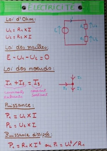 les formules de bases à connaître en électricité 👍 #fichederevision