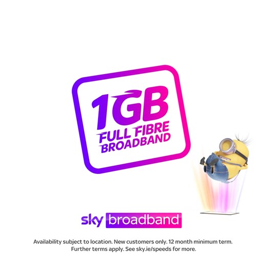 Get 1GB Full Fibre Sky Broadband for only €35 per month for 12 months. Ts&Cs apply. | Sky