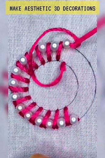 SUPER LUXURIOUS PINK & PEARL EMBROIDERY! Create Aesthetic 3D Decorations | DIY Hand Embroidery