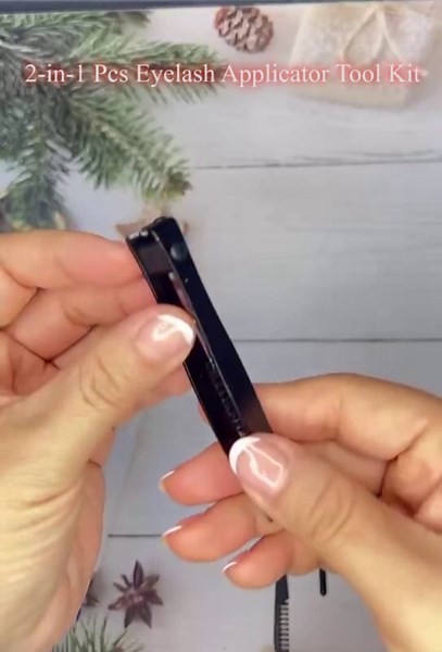 Eyelash Applicator Tool – 2-in-1 Lash Applicator Tool Set with Eyelash Extension Tweezers, Brush – Professional Eye Lash Applicator Tools for DIY Eyelash Extensions, Cluster Lashes