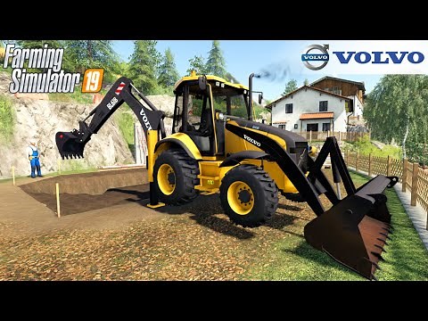 Farming Simulator 19 - VOLVO BL61B Backhoe Loader Digging A Pit
