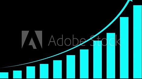 Business growth concept in graph chart showing marketing sales profit increasing to future target .Business graph chart showing marketing sales profit, Clean Hi-tech style technology graph animation