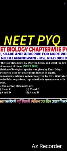 NEET PYQ: The Living World Most Repeated Questions NCERT Based#NEETPYQ #TheLivingWorld #NEETBiology