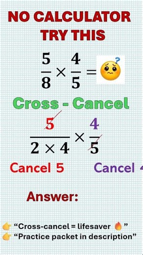 👉 NO CALCULATOR 😳 Multiply Fractions FAST (ASVAB Trick) #asvab #fractions #mathshorts #shorts