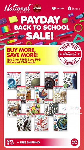 Shop na sa PAYDAY SALE sa #NationalBookStore online! 🛒 Bumili na ng mga sulit school at office supplies na kailangan mo. Add to cart and check out now: 🔗Website - www.nationalbookstore.com 🔗Lazada - bit.ly/LazadaNBS 🔗Shopee - bit.ly/ShopeeNBS Sale runs from September 28 to 30, 2023. #lazada #shopee #addtocart #paydaysale #backtoschoolwithnbs #sulitsanbs