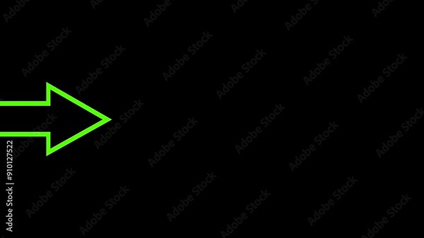 right arrow icon. green color arrow direction right icon animation black background. Flashing icon to the right arrow.