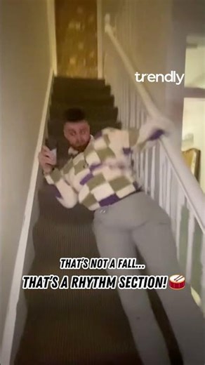 When Falling Turns Musical: The Funniest Stair Slip Ever! 😂🥁