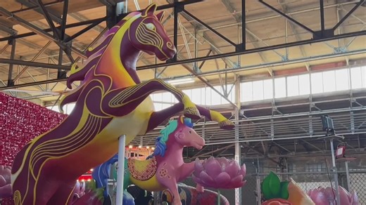 Chinese New Year Parade floats being finished for weekend festivities