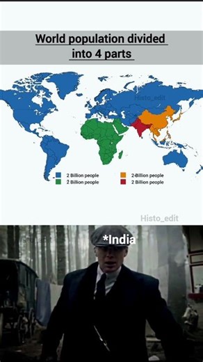 World population divided into 4 parts #geography #map #mapping