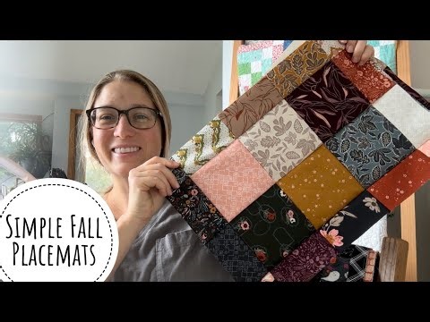 Fall quilted placemats, Making patchwork Placemats, charm pack pattern, VLOG