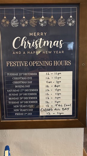 Christmas opening hours ☃️🎄🤶🎅 | The station inn