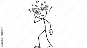 Stick Figure Experiencing Dizziness and Vertigo Animated Illustration Stock Video