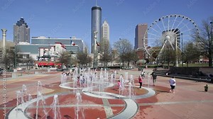 The interactive "Fountain of Rings" water display at Centennial Olympic Park in Atlanta, Georgia, United States of America