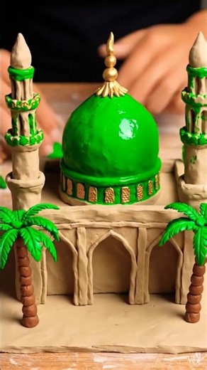 Mini Masjid Nabvi With Palm Trees 🌴🕌 | Clay Timelapse #masjidnabvi #clayart #mosque
