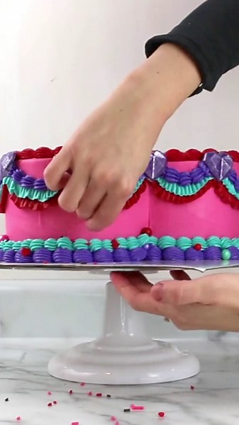 How I Decorated a Vibrant Heart Cake With Sprinkles and Edible Glitter