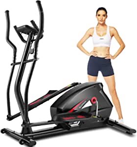 FUNMILY Elliptical Machine for Home Use, Cross Trainer Cardio Exercise Equipment for Workout with 10 Level Magnetic Resistance, LCD Monitor, Heart Rate Sensor and APP Function, 390 LBS Capacity
