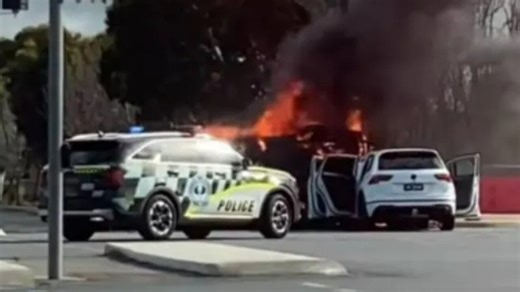 Wild scenes as van bursts into flames