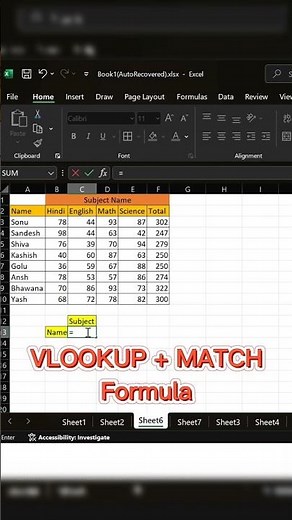 Secrets EXCEL Formula with VLOOKUP and MATCH Functions