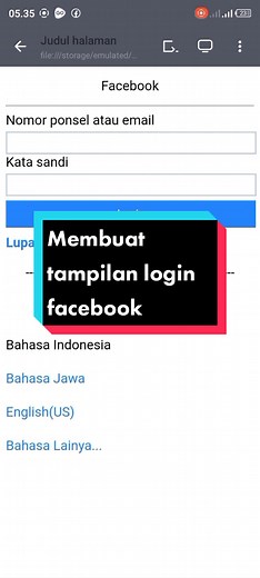 Membuat Tampilan Login Facebook dengan HTML dan CSS