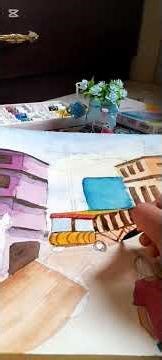 ❤️💗💗Town painting tutorial. #art #shortvideo