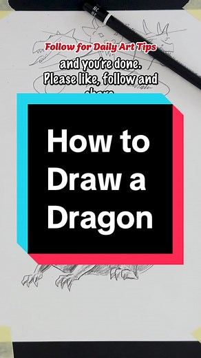 How to draw a dragon. Please follow! #fyp #foryou #foryoupage #art #creative #viral #howtodraw #arttutorial #artlessons #drawing #tutorial #dragon #dragons