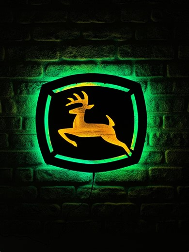 John Deere Wood Led Lighted Sign, Deer Wall Decor, Garage Illuminated Decor, Home Decor Lightning, Gift for Farmer, Christmas Gift - Etsy