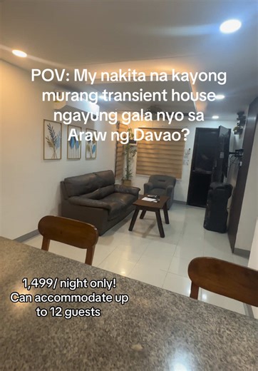Nakapangita na ba mo og affordable transient house this Araw ng Davao 2026? 👀 Check out KW Transient House in Davao City — a fully furnished 2-bedroom transient house for only ₱1,499 per night! 🏡 Can comfortably accommodates up to 12 guests, perfect for families and barkada visiting the festival. 🎉 📩 Book now before ma fully booked! Message KW Rentals today. #ArawNgDavao2026 #DavaoTransientHouse #DavaoStaycation #BudgetStayDavao #KWRentals