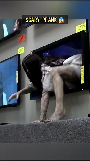 Girl Crawls Out of TV Screen 😱 | Shocking Prank in Electronics Store! #shorts