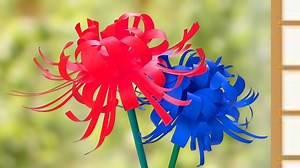 【簡単✨】彼岸花の作り方💐切って巻くだけ！【おりがみ２枚】＋茎１枚✨秋の飾り Cluster amaryllis.Red spider lily.DIY – はなみこと