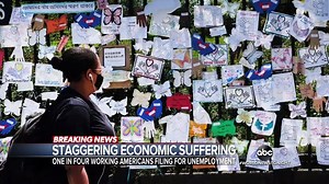 37K views · 450 reactions | STAGGERING ECONOMIC SUFFERING: 2.1 million more Americans filed for unemployment benefits last week, with one in four working Americans now out of work since the pandemic began, as the coronavirus death toll in the U.S. tops 100,000. Matt Gutman reports. https://abcn.ws/2M9J4pa | ABC World News Tonight with David Muir | Facebook