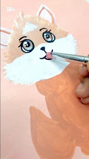 Drawing & Painting a Cute Anime Cat with Acrylics | Adorable Floral Background 🎨🐱 #shorts #art