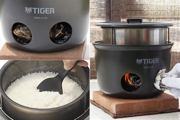 Tiger KMD-A100 Rice Cooker from Japan Cooks by Burning Newspapers