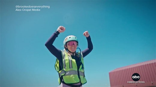 Twenty-nine year-old Brooke Johnson made history when she completed a journey across America on a skateboard on a mission to raise money for spinal cord research in memory of her late stepfather. Rachel Scott reports. | ABC World News Tonight with David Muir