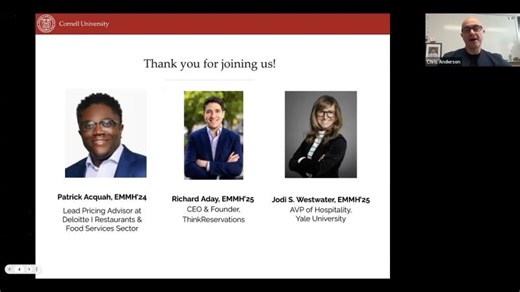 Cornell EMMH Alumni Panel: Applying Hospitality Expertise | Chris K Anderson posted on the topic | LinkedIn