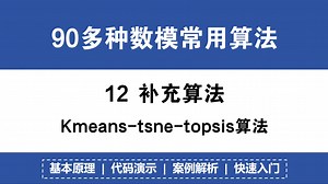 12 Kmeans-tsne-topsis算法 大佬讲解｜基本原理｜案例解析 | 获奖必备！