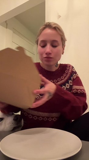 Person Enjoying Meal with Dog in Cozy Kitchen Setting